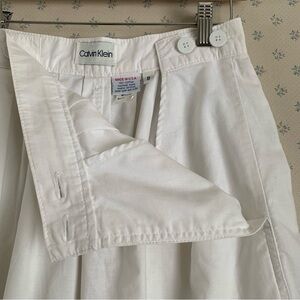 Vintage 80s 90s Calvin Klein White Cotton Midi Skirt Made in USA